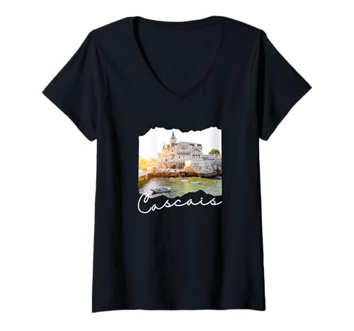 Damen Cascais Portugal Souvenir/Cascais T-Shirt mit V-Ausschnitt Damen Cascais Portugal Souvenir/Cascais T-Shirt mit V-Ausschnitt von Cascais Portugal Souvenir Store