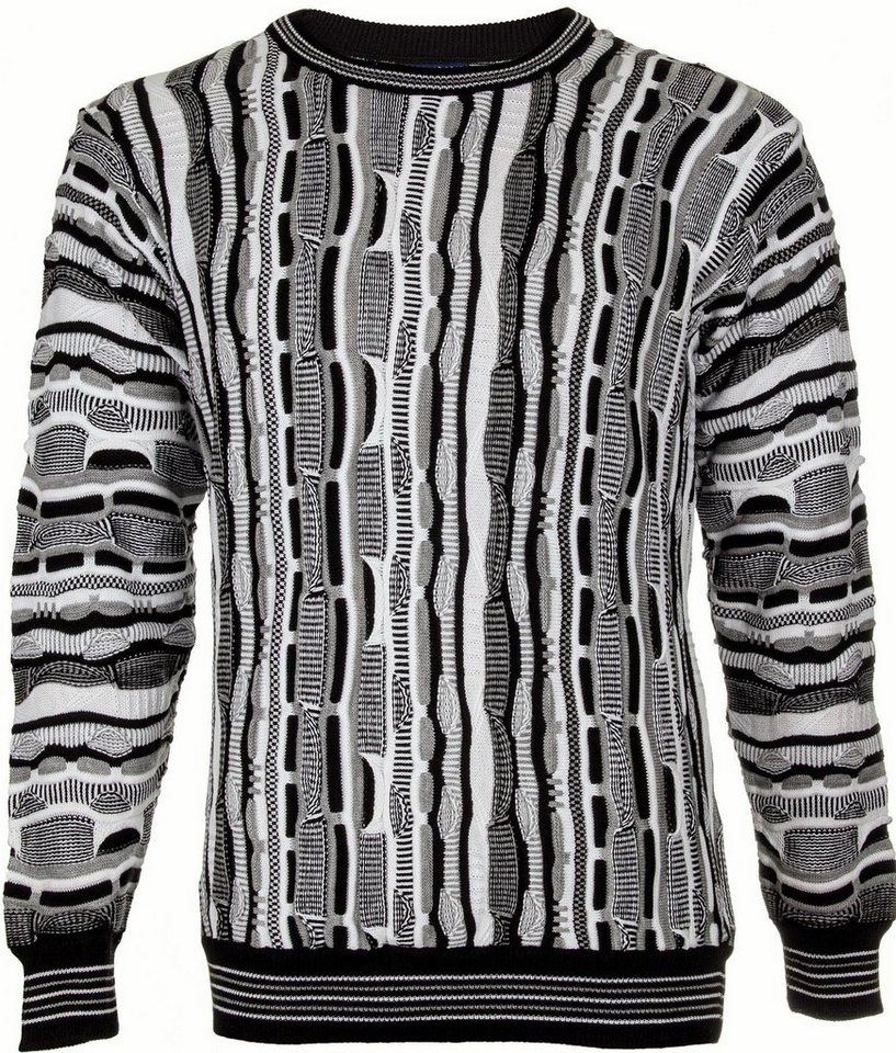 Cascallo Strickpullover Cascallo® Aurelio Herren Strickpullover Schwarz-Weiß Vintage (1-tlg) 3D Optik von Cascallo