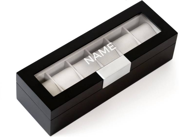 Moderne Schwarze 6-Slot Uhrenbox Mit Metall Clip Und Echtglas Von Case Elegance von CaseElegance