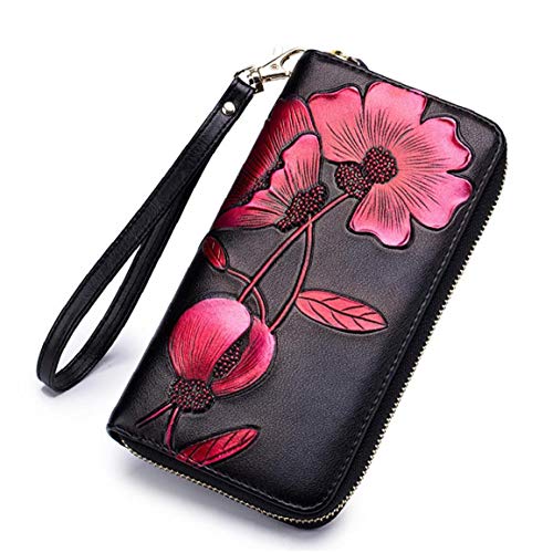 Bauhinia Leder Reißverschluss Kupplung Handgemalte Blumen-Karten-Kasten-Halter Wallet Armband Für Unisex von Casecover