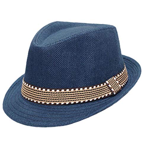 Kinder Sunhats Unisex-kleinkind-kind-kind-jungen Hüte Mädchen Caps Sommer Strohhut Breiten Rand Jazz-fedora-hut Gangster Cap Marine-blau von Casecover