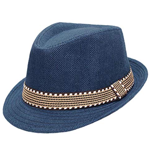 Kinder Sunhats Unisex-kleinkind-kind-kind-jungen Hüte Mädchen Caps Sommer Strohhut Breiten Rand Jazz-fedora-hut Gangster Cap Marine-blau von Casecover