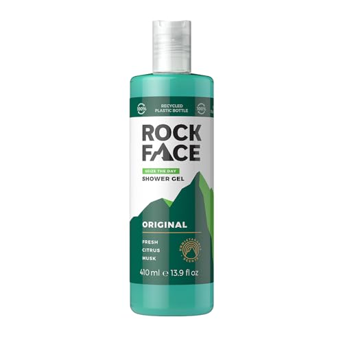 Rock Face Duschgel – Original All in One Duschgel für Männer, 410 ml, frischer Zitrusduft, geeignet für Haar und Körper, langanhaltender Duft von Rockface