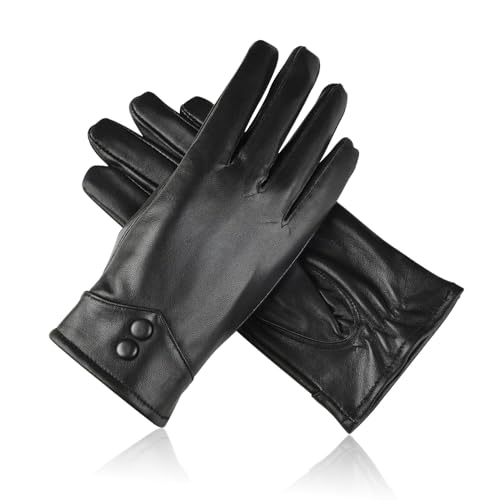 Casenly Damen Winter Lederhandschuhe, Winter Handschuhe Damen Touchscreen, mit Warm Die Zotten gefüttert, wind- und wasserdicht Warm Echtes Leder Handschuhe von Casenly