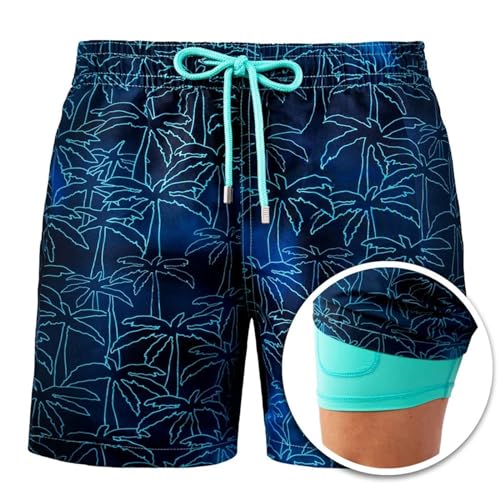 Casey Kevin Badehose Herren mit Kompression Liner 2 in 1 Schnelltrocknend Badeshorts für Männer Board Shorts Verstellbar Tunnelzug mit Tasche von Casey Kevin