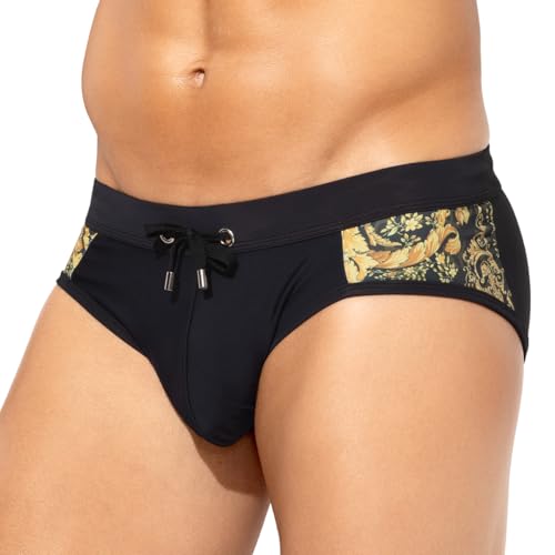 Casey Kevin Badeslip Herren Mit Tunnelzug Low Rise Bikinihose Sommer Patchwork Männer Schwimmen Slip Badehose Herren Schnelltrocknend von Casey Kevin