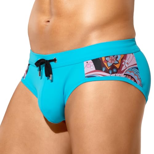 Casey Kevin Badeslip Herren Mit Tunnelzug Low Rise Bikinihose Sommer Patchwork Männer Schwimmen Slip Badehose Herren Schnelltrocknend von Casey Kevin