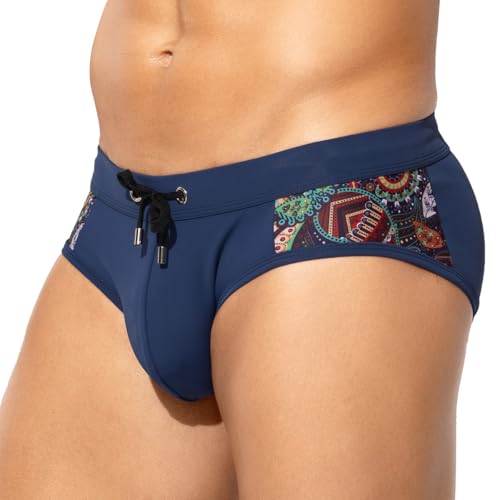 Casey Kevin Badeslip Herren Mit Tunnelzug Low Rise Bikinihose Sommer Patchwork Männer Schwimmen Slip Badehose Herren Schnelltrocknend von Casey Kevin