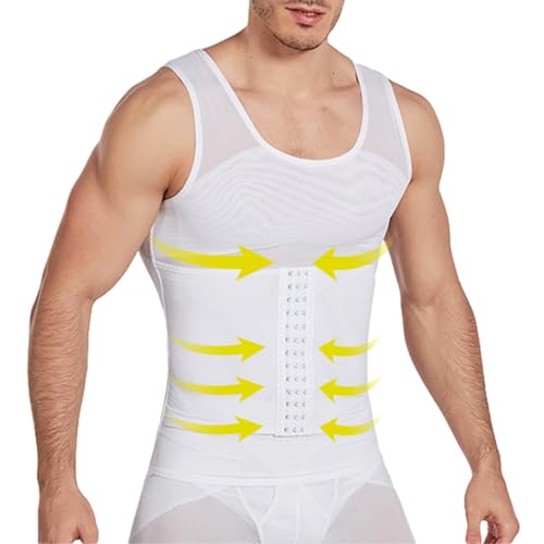 Casey Kevin Bauchweg Unterhemd Herren Shapewear Figurformendes Body Shaper Männer Workout Tank Tops 3 Reihen Verschluss von Casey Kevin