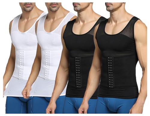 Casey Kevin Bauchweg Unterhemd Herren Shapewear Figurformendes Body Shaper Männer Workout Tank Tops 4er pack von Casey Kevin