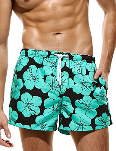 Casey Kevin Beachshorts Herren Badeshorts für Männer Schnelltrocknend Blumendruck Badehosen Badehose mit Taschen und Verstellbarem Tunnelzug von Casey Kevin