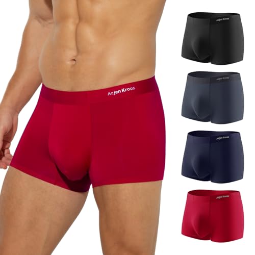 Casey Kevin Boxershorts Herren 4er Pack, Modal Unterwäsche Herren Atmungsaktive Männer Unterwäsche Unterhosen Retroshorts Modal Boxer Brief von Casey Kevin