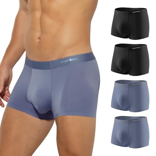 Casey Kevin Boxershorts Herren 4er Pack, Modal Unterwäsche Herren Atmungsaktive Männer Unterwäsche Unterhosen Retroshorts Modal Boxer Brief von Casey Kevin
