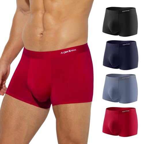 Casey Kevin Boxershorts Herren 4er Pack, Modal Unterwäsche Herren Atmungsaktive Männer Unterwäsche Unterhosen Retroshorts Modal Boxer Brief von Casey Kevin