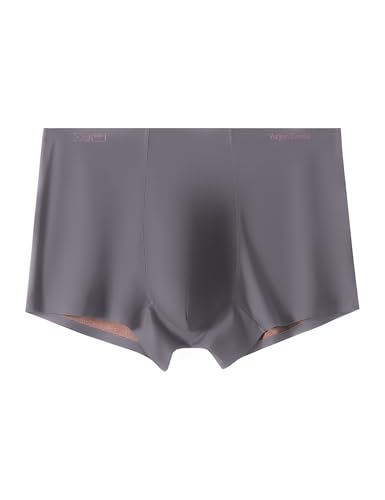 Casey Kevin Herren Boxershorts Modal Unterhosen Männer Retroshorts Boxer Brief Doppelschicht Boxershorts Gray S Mid Rise Atmungsaktiv von Casey Kevin