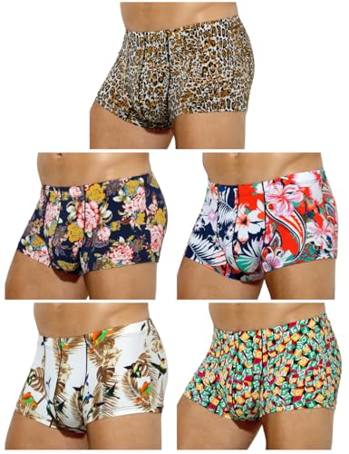 Casey Kevin Boxershorts Herren Unterhosen Männer Boxershorts Blumen Retroshorts Herren Brief Boxer Shorts for Men von Casey Kevin