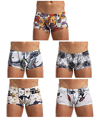 Casey Kevin Boxershorts Herren Unterhosen Männer Boxershorts Blumen Retroshorts Herren Brief Boxer Shorts for Men von Casey Kevin