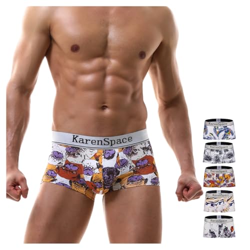 Casey Kevin Boxershorts Herren Unterhosen Männer Boxershorts Blumen Retroshorts Herren Brief Boxer Shorts for Men von Casey Kevin