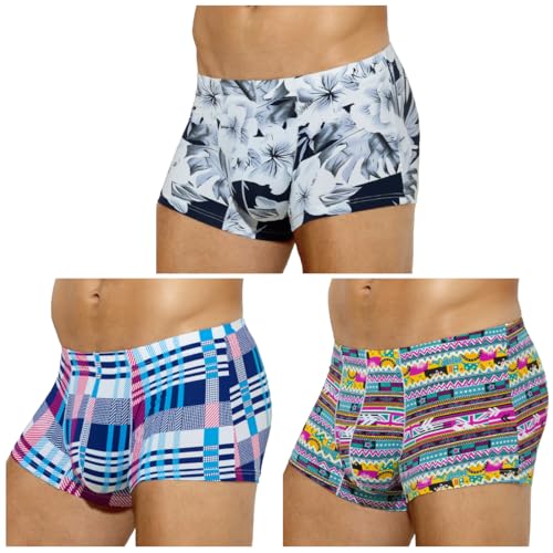 Casey Kevin Boxershorts Herren Unterhosen Männer Boxershorts Blumen Retroshorts Herren Brief Boxer Shorts for Men von Casey Kevin