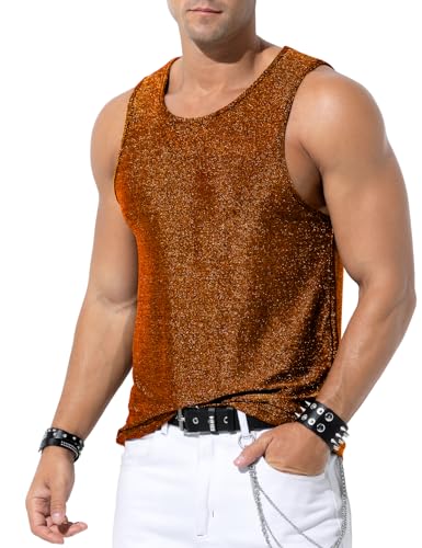 Casey Kevin Glitzer Tank Top Herren Pailletten Hemd Shirt Metallic Glänzend Ärmelloses Oberteil Männer Sommer Tanktop von Casey Kevin