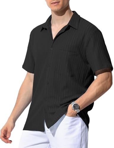 Casey Kevin Hemd Herren Kurzarm Freizeithemd Kurzarmhemd Bügelfrei Männer Casual Shirts Kurzarm Button Down von Casey Kevin