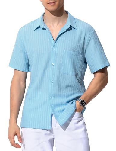 Casey Kevin Hemd Herren Kurzarm Freizeithemd Kurzarmhemd Bügelfrei Männer Casual Shirts Kurzarm Button Down von Casey Kevin