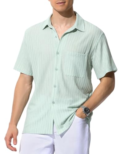 Casey Kevin Hemd Herren Kurzarm Freizeithemd Kurzarmhemd Bügelfrei Männer Casual Shirts Kurzarm Button Down von Casey Kevin