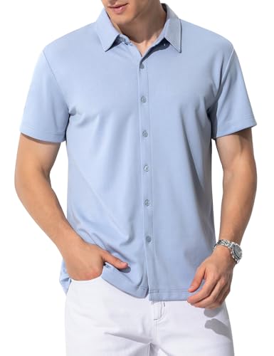 Casey Kevin Hemd Herren Kurzarm Sommer Freizeithemd Männer Businesshemd Sommerhemd Button Down Casual Regular Fit Shirt von Casey Kevin