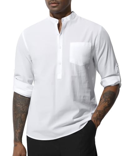 Casey Kevin Hemd Herren Langarm Baumwolle Sommerhemd Freizeithemd Herren Regular Fit Casual Hemden Sommer Shirt von Casey Kevin