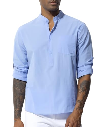 Casey Kevin Hemd Herren Langarm Baumwolle Sommerhemd Freizeithemd Herren Regular Fit Casual Hemden Sommer Shirt von Casey Kevin