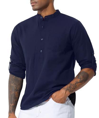 Casey Kevin Hemd Herren Langarm Baumwolle Sommerhemd Freizeithemd Herren Regular Fit Casual Hemden Sommer Shirt von Casey Kevin