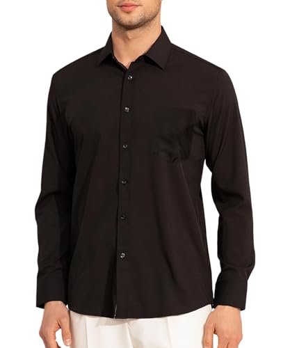 Casey Kevin Hemd Herren Langarm Businesshemd Männer Unifarben Freizeithemden Anzug Hemden Regular Fit für Business Casual von Casey Kevin