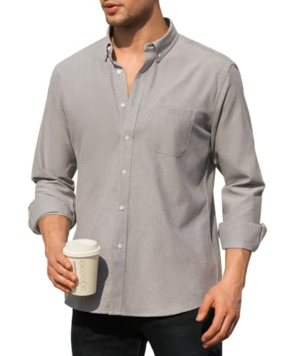 Casey Kevin Hemd Herren Langarm mit Knopfkragen - 100% Baumwolle - Männer Regular Fit Herrenhemden - Bügelleichtes - Freizeithemden Businesshemden von Casey Kevin