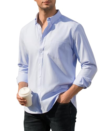 Casey Kevin Hemd Herren Langarm mit Knopfkragen - 100% Baumwolle - Männer Regular Fit Herrenhemden - Bügelleichtes - Freizeithemden Businesshemden von Casey Kevin