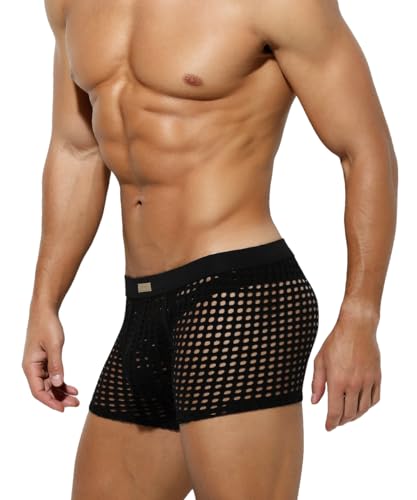 Casey Kevin Herren Boxershorts Sexy Unterwäsche Männer Transparent Netz Boxer Shorts Gittergewebe Shorts von Casey Kevin