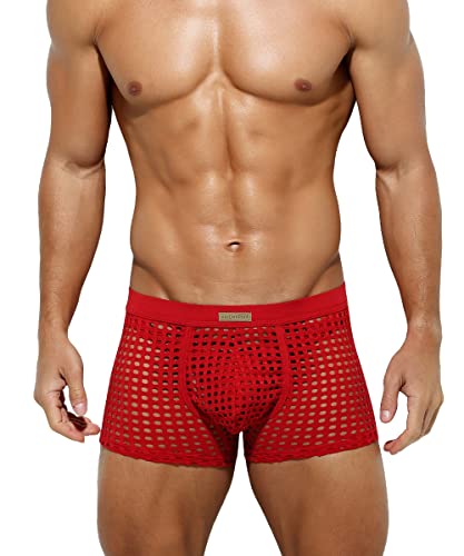 Casey Kevin Herren Boxershorts Sexy Unterwäsche Männer Transparent Netz Boxer Shorts Gittergewebe Shorts von Casey Kevin