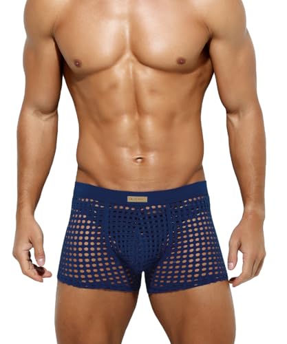 Casey Kevin Herren Boxershorts Sexy Unterwäsche Männer Transparent Netz Boxer Shorts Gittergewebe Shorts von Casey Kevin