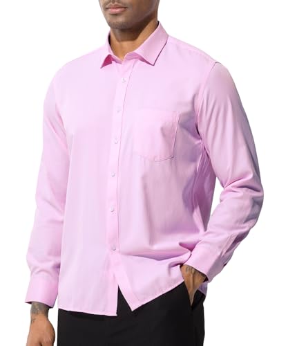 Casey Kevin Herren Hemd Langarm, Businesshemd Freizeithemd Langarmshirt Herren Regular Fit Anzug Hemd Herrenhemden, Rosa, 41 von Casey Kevin