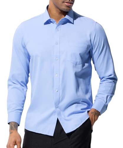 Casey Kevin Herren Hemd Langarm, Businesshemd Freizeithemd Langarmshirt Herren Regular Fit Anzug Hemd Herrenhemden, Blau, 40 von Casey Kevin