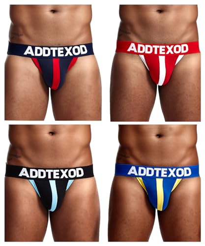 Casey Kevin Herren Jockstrap Männer String Tanga 4er Pack Baumwolle Sexy Jock Strap G-Strings Sport Gay Unterwäsche Unterhosen Sportunterwäsche von Casey Kevin