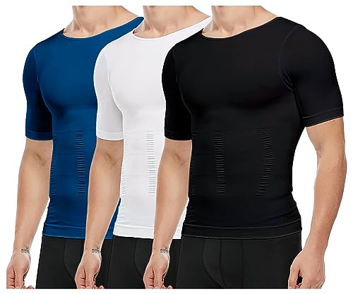 Casey Kevin Herren Kompression Kurzarmshirt - 3er Pack,Shapewear Unterhemd Herren Kurzarm Sport T-Shirt für Sports & Outdoor Funktionsshirt Bodybuilding Bauchweg Tops von Casey Kevin
