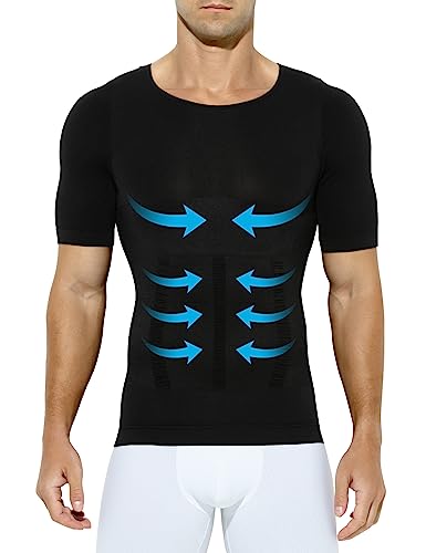 Casey Kevin Herren Kompression Kurzarmshirt Shapewear Unterhemd Herren Kurzarm Sport T-Shirt für Sports & Outdoor Funktionsshirt Bodybuilding Bauchweg Tops von Casey Kevin