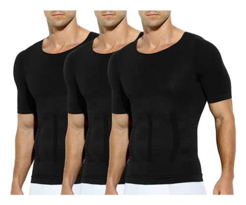 Casey Kevin Shapewear Herren Kompressionsshirts, Kurzarm Sport T-Shirt Figurformende Bauchweg Unterwäsche Kompressions-Shirts für Herren Sports & Outdoor Funktionsshirt Bodybuilding Bauchweg Tops von Casey Kevin