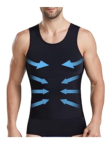 Casey Kevin Herren Kompressionsshirts Athletic Shapewear ärmellos Baselayer Unterhemd Funktionsshirts Herren Tank Tops für Männer Oberteil Schwarz|M von Casey Kevin