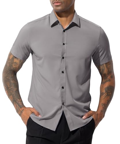 Casey Kevin Herren Kurzarm Hemden Businesshemd Button Down Regular Fit Freizeithemden Formales Hemd von Casey Kevin