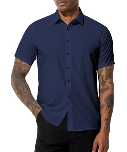 Casey Kevin Herren Kurzarm Hemden Businesshemd Button Down Regular Fit Freizeithemden Formales Hemd von Casey Kevin