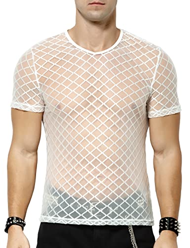 Casey Kevin Herren Muskel Transparent Kurzarm Shirts Netz Hemd Mesh T-Shirts Netzshirt Herren von Casey Kevin