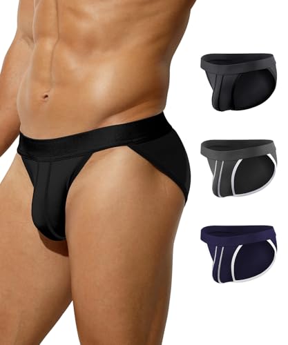 Casey Kevin Herren Slip Unterhosen - 3er Pack Slips Unterwäsche Männer Atmungsaktiv Hochgeschlitzte Weich, Ohne Etikett Herren-Slips von Casey Kevin