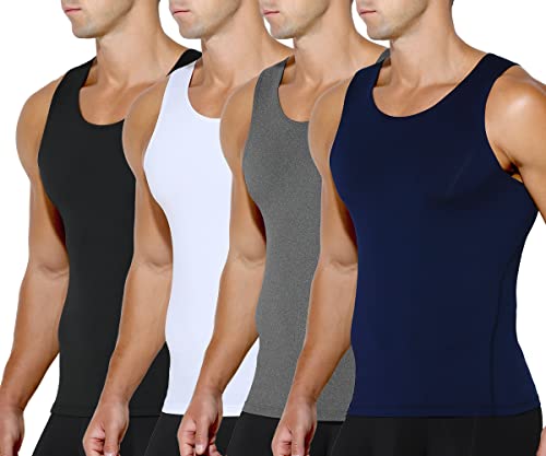 Casey Kevin Herren Tank Top 4er Pack Ärmellos Kompressionsshirt Muskelshirt Funktionsshirt Sport Fitness Unterhemd Baselayer von Casey Kevin