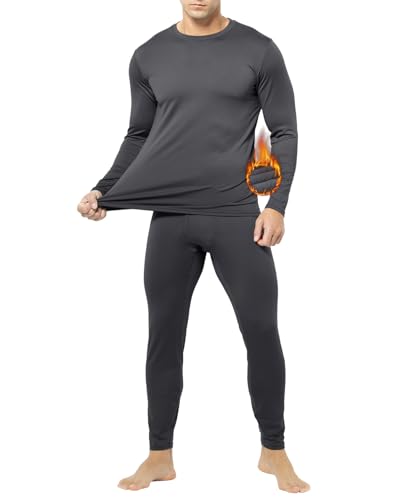 Casey Kevin Herren Thermounterwäsche Set Thermal Underwear mit Innenfleece Thermowäsche Ultraleicht Thermo Oberteil und Unterteil mit Eingriff Funktionsunterwäsche Skiunterwäsche für Winter Thermohemd von Casey Kevin